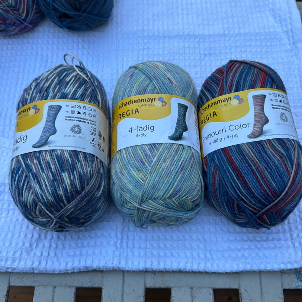 - Regia lot of 3 sock yarn.  Fadig and Ptpourri